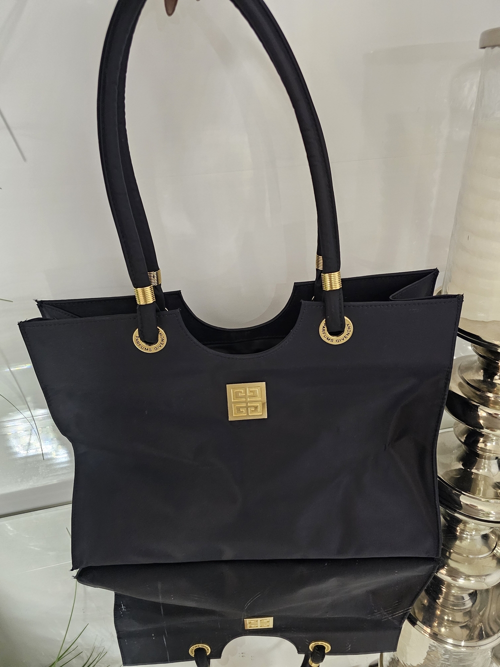 Givenchy Parfume Black Tote with Gold Emblem